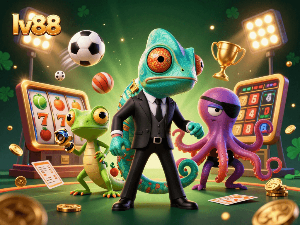 Engage with lv88's vibrant casino adventure featuring a colorful scene of gaming excitement and strategy.