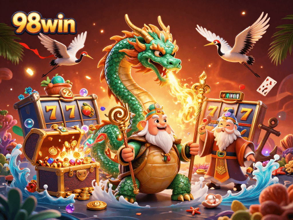 Engage with slot games at 98win and be captivated by the vibrant 3D dragon scene.