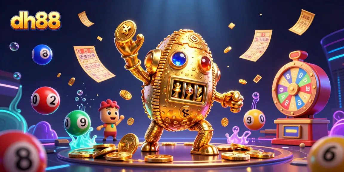 Spin to win at dh88 with dynamic golden golem and vibrant gaming elements.