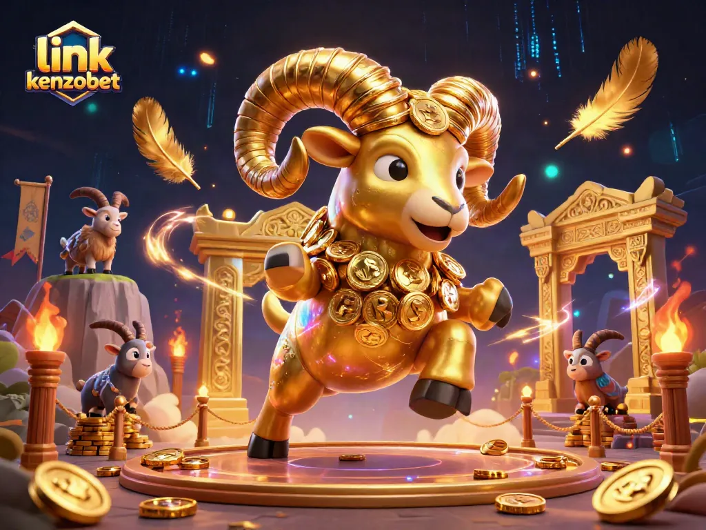 Bet on exciting games with link kenzobet featuring a golden ram charging through a dynamic arena.