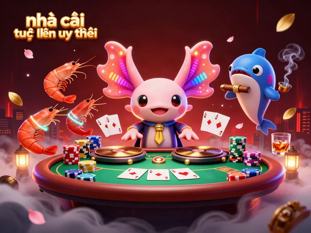 Engage with nhà cái trực tuyến uy tín showcasing vibrant characters and casino elements in a lively underwater scene.