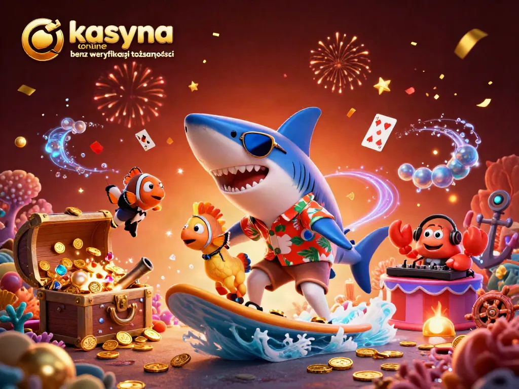 Join the fun at kasyna online bez weryfikacji tożsamości with a vibrant underwater casino scene filled with playful characters and treasure.