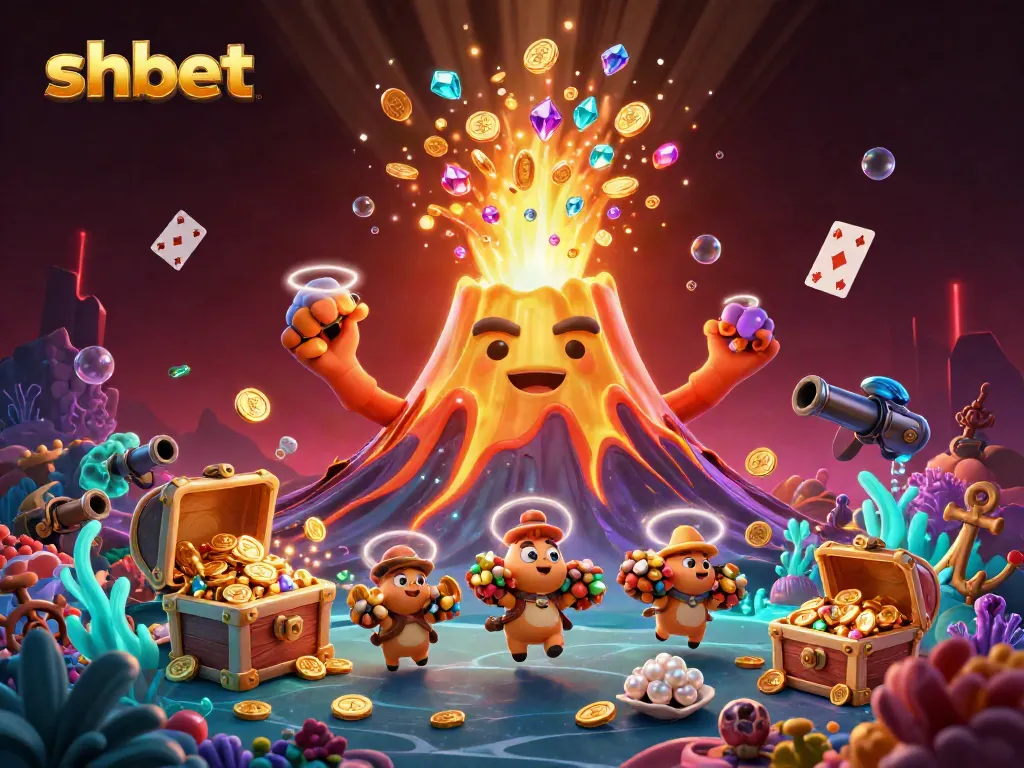 Experience the thrilling atmosphere of shbet with a vibrant 3D illustration filled with treasure and excitement.