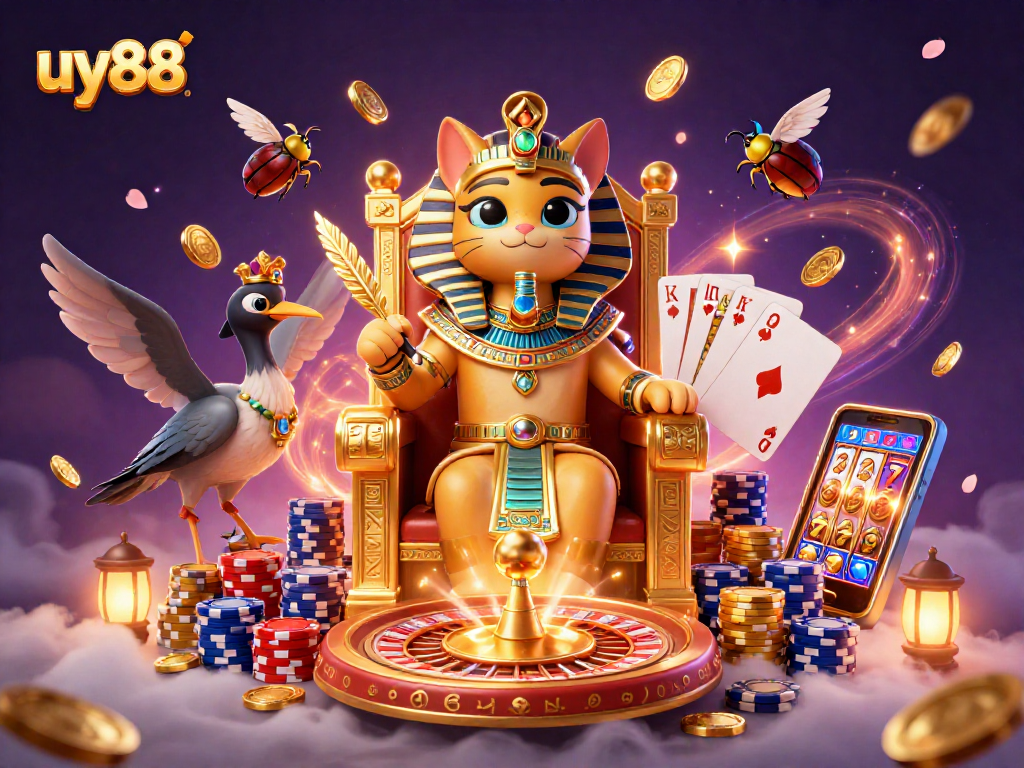 Experience thrilling wins at uy88 with captivating games featured in a dynamic casino scene.