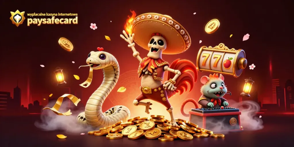 Win big at wypłacalne kasyna internetowe paysafecard with vibrant 3D characters and slot game elements.