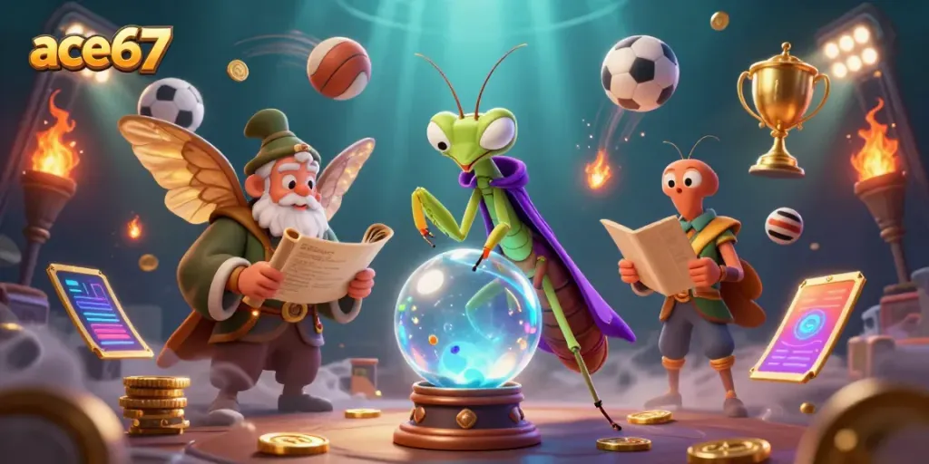 Experience winning strategies at ace67 with a mystical fortune teller and a moth librarian in an engaging casino setting.