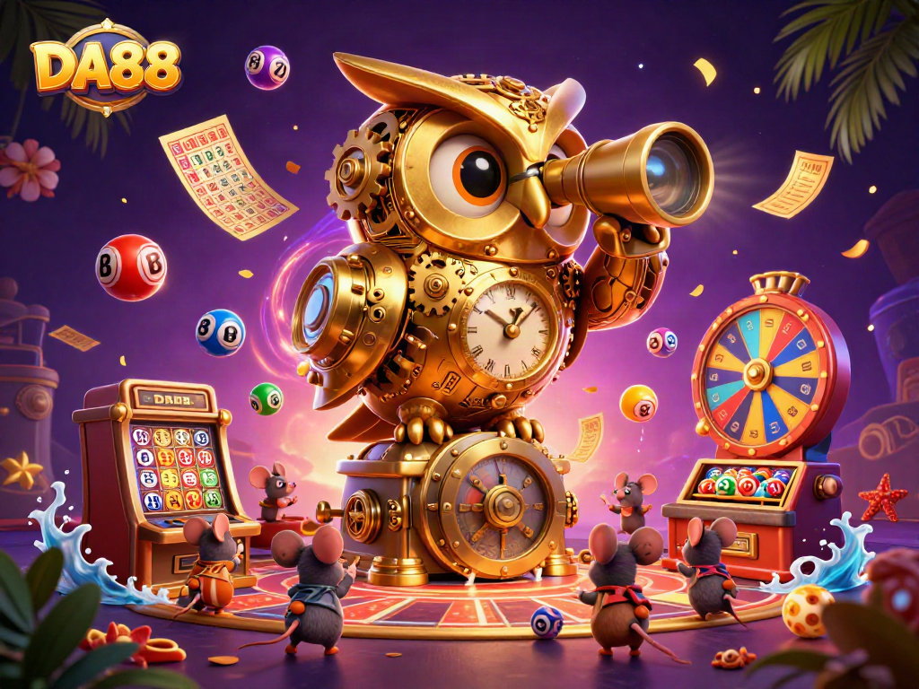 Unleash the excitement of DA88 with lively slots and dynamic casino elements in a vibrant scene.