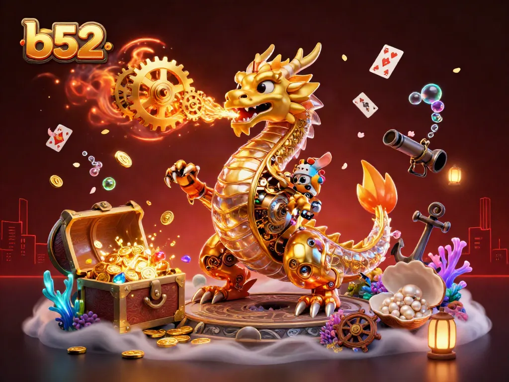 Experience thrilling gameplay with b52 as a 3D golden dragon and underwater treasures illuminate the action.
