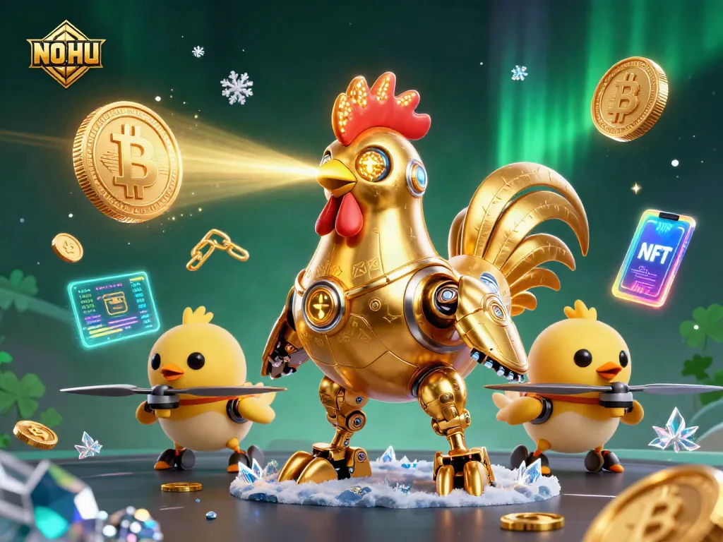 NOHU showcases thrilling jackpot opportunities with a 3D rooster robot leading adventurous gaming elements.