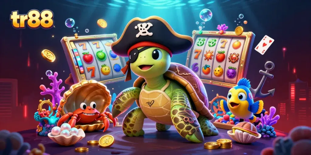 Spin the tr88 reels and win treasures with vibrant casino elements in this lively underwater scene.