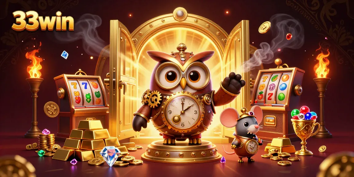 Experience thrilling action with 33win's vibrant casino elements in an ultra-detailed 3D illustration.