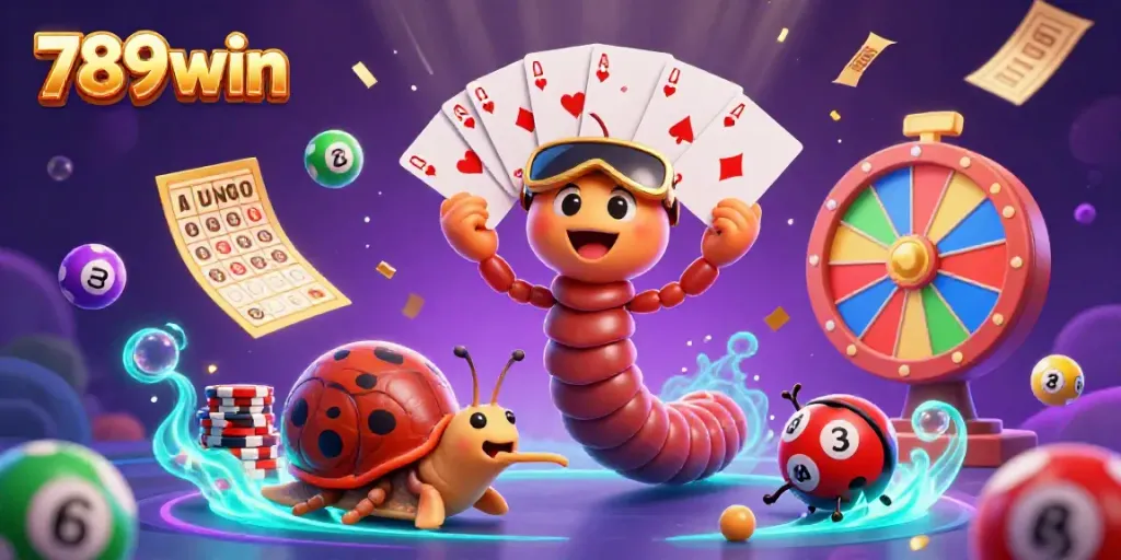 Experience thrilling excitement with 789win as a millipede dealer interacts with colorful lottery elements.