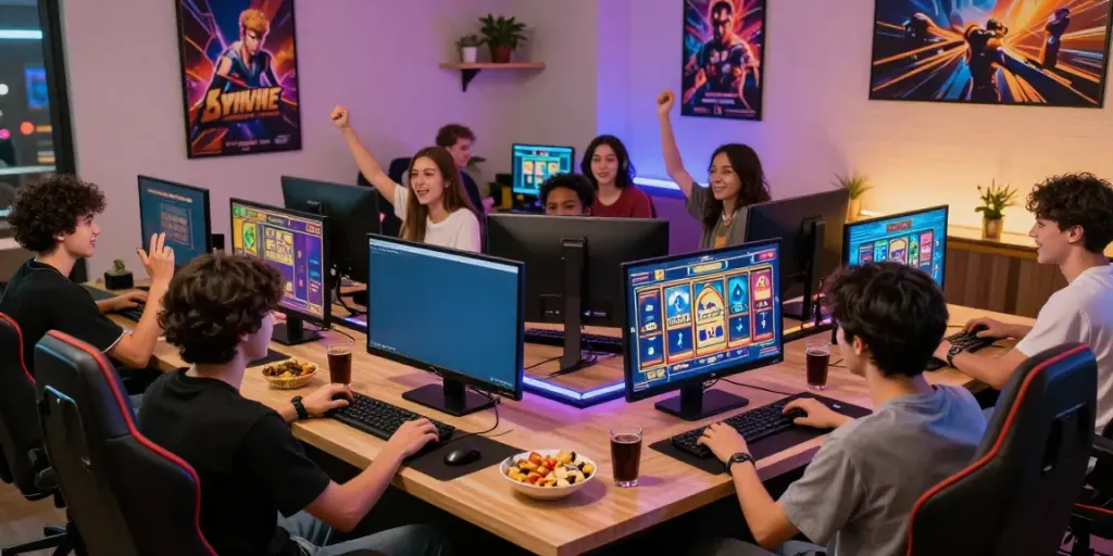 Group enjoying the excitement of sapporo88 online gaming together