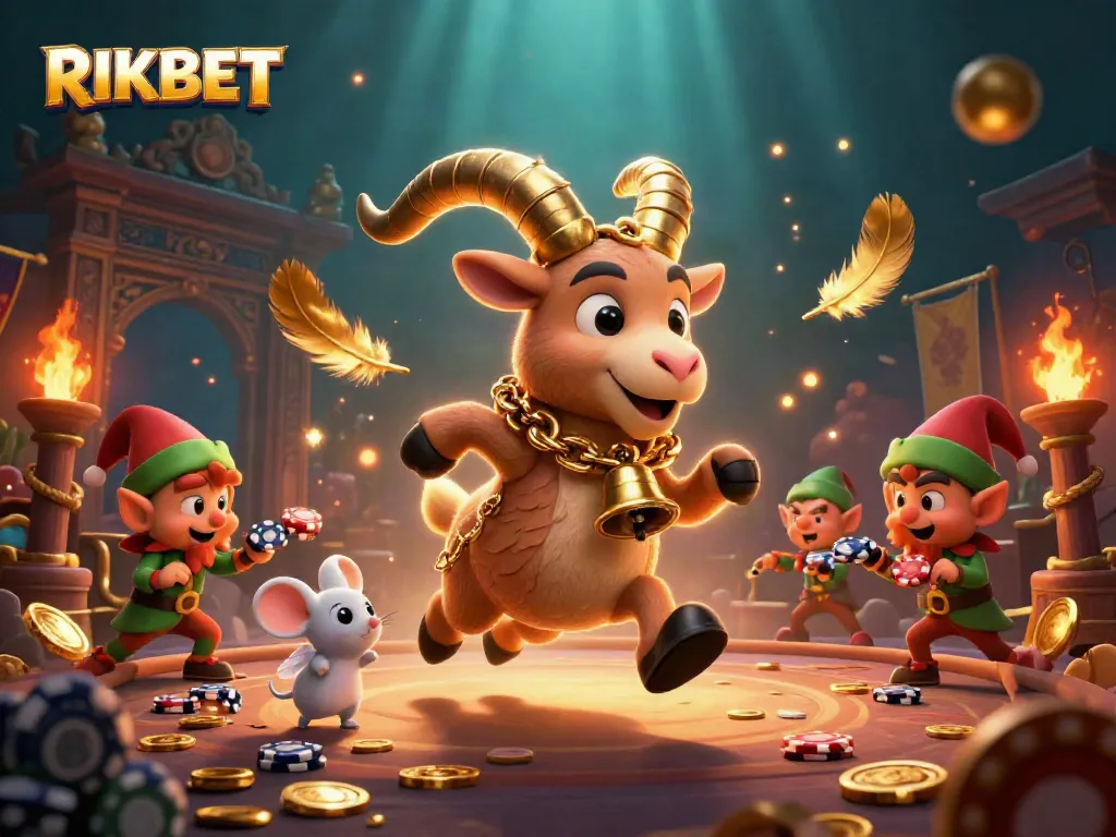 Experience exciting gameplay at RIKBET with a dynamic casino scene featuring animated characters and vibrant elements.