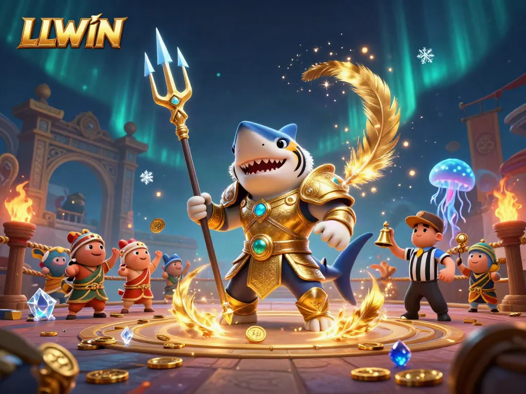 Experience thrilling betting at LLWIN with a shark gladiator in a dynamic underwater arena.