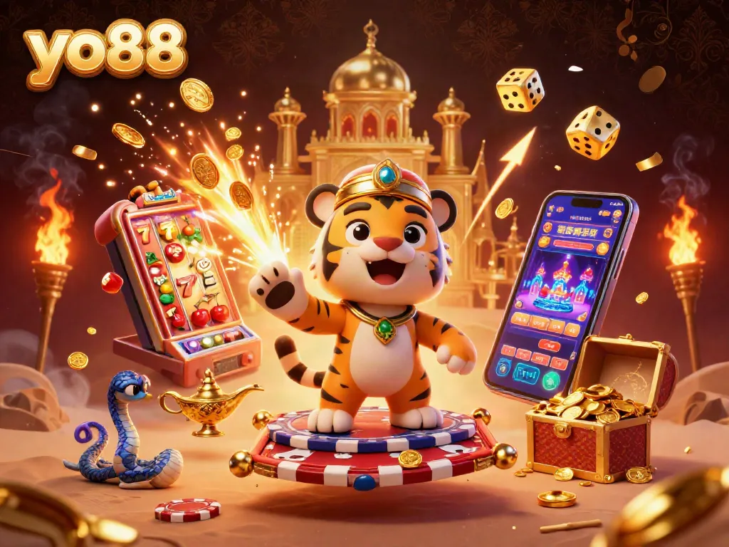 Experience the thrill of winning with yo88, featuring a colorful casino scene filled with jackpot excitement and vibrant characters.