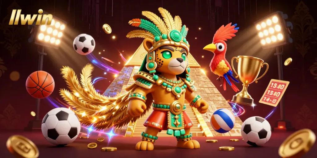 Experience thrilling gameplay with llwin in an energetic casino scene featuring vibrant elements and sports action.