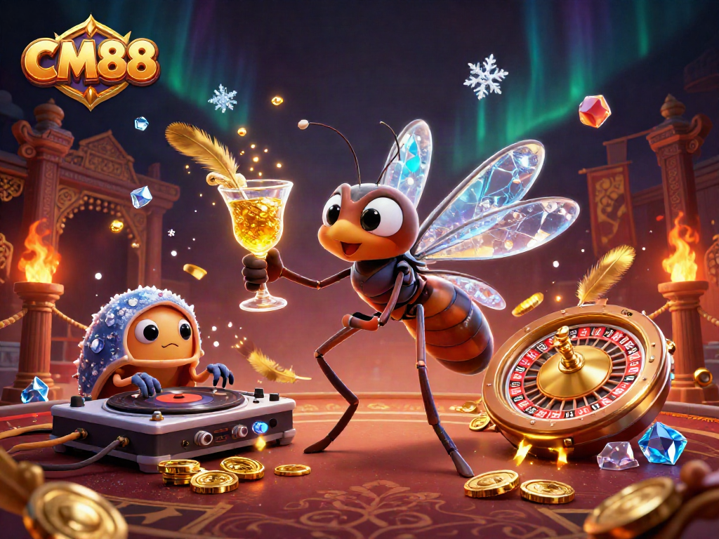 Experience the thrill of CM88 with a vibrant casino scene featuring unique characters and elements.