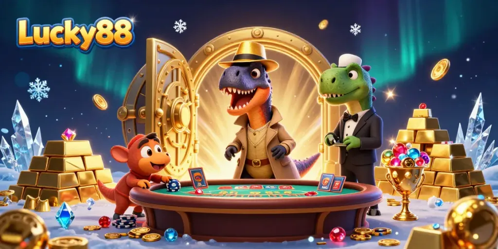 Experience Lucky88 with a velociraptor card counter, stegosaurus pit boss, and compy pickpocket amidst dazzling treasures.