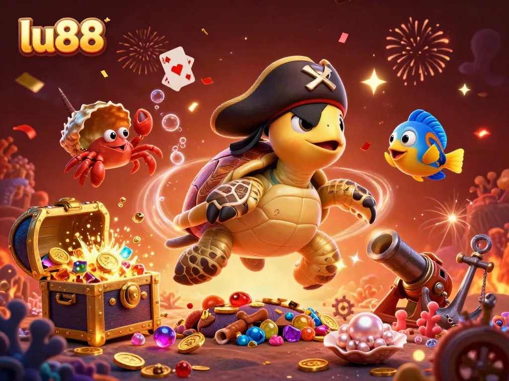 Lu88 offers thrilling action at the online casino with pirate characters and treasure scattered throughout.
