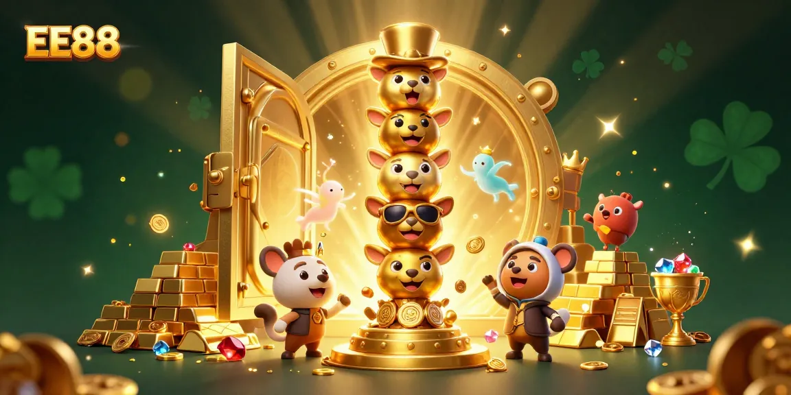 Experience the thrill of EE88 casino gaming with vibrant totem decoration and treasure.
