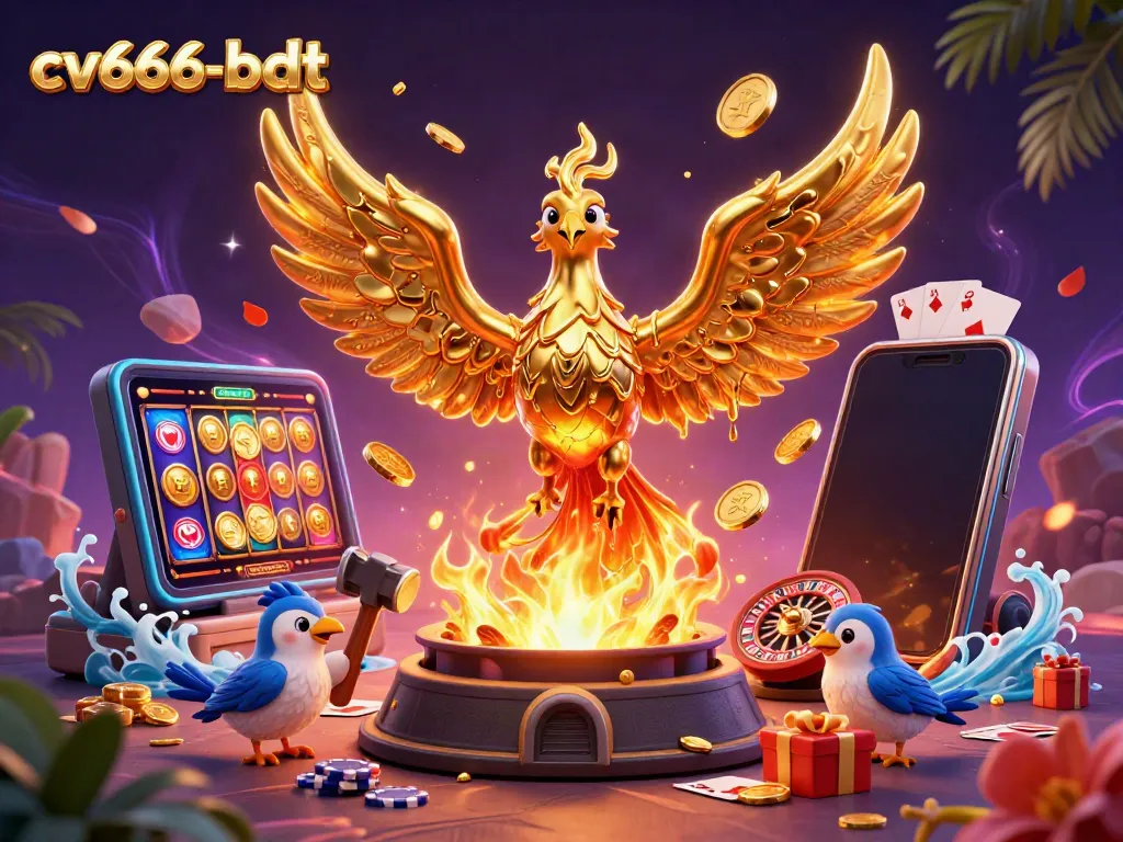 Experience thrilling wins with cv666-bdt's vibrant online gaming scene featuring a golden phoenix.