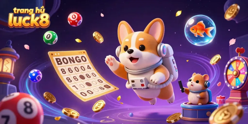 Engage in thrilling casino action at trang chủ luck8 with floating lottery balls, lively characters, and colorful game elements.