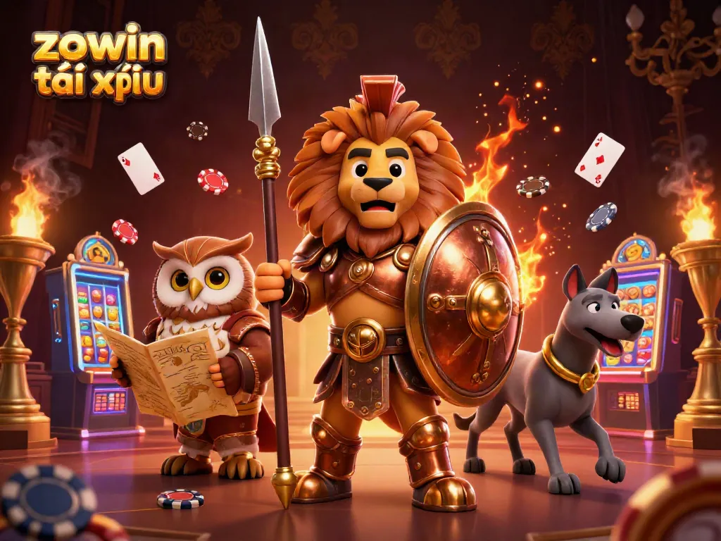 Experience thrilling casino excitement with zowin tài xỉu, featuring vibrant characters and gaming elements.