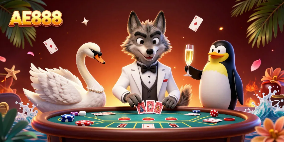 Experience excitement with AE888 at a vibrant casino scene featuring engaging characters and elements.