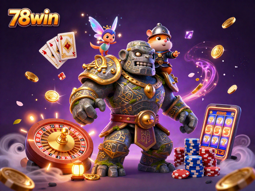 Embark on thrilling adventures with 78win as a golem guardian and fairy companion bring the gaming world to life.