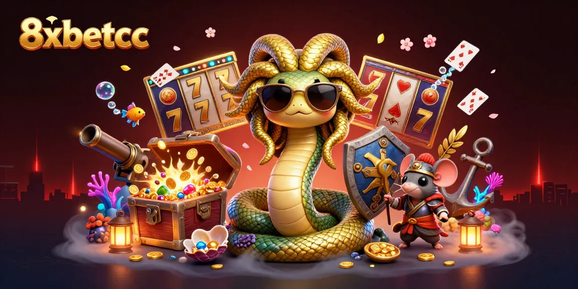Experience winning excitement at 8xbetcc with a captivating casino-themed 3D illustration.