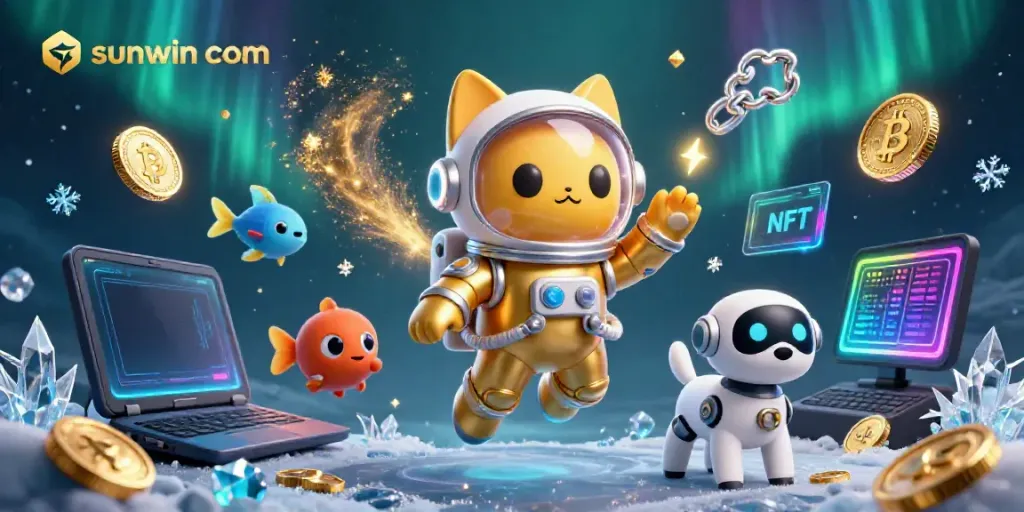 Experience thrilling action with sunwin com as a golden astronaut cat explores a vibrant casino cosmos.