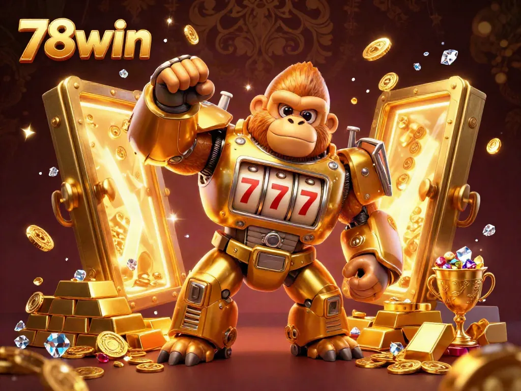 Engage in the exciting adventure of 78win with a dynamic 3D gorilla mech and lavish casino elements.
