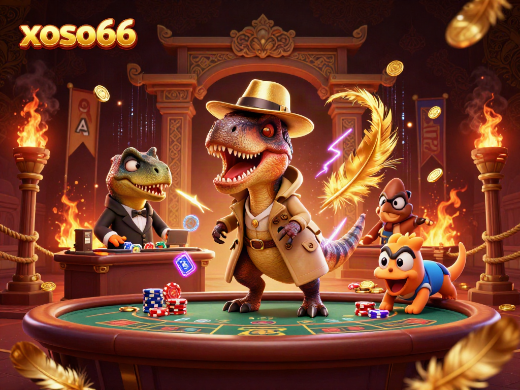 Engage in thrilling xoso66 blackjack action with a velociraptor card counter and stegosaurus pit boss