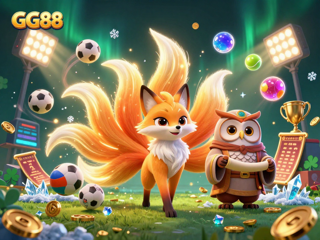 Elevate your gameplay with GG88's captivating scene featuring a colorful nine-tailed fox spirit.