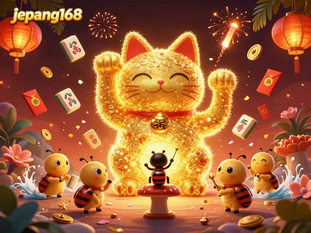 Engage in gaming excitement with Jepang168's lucky cat casino theme and vibrant decorations.