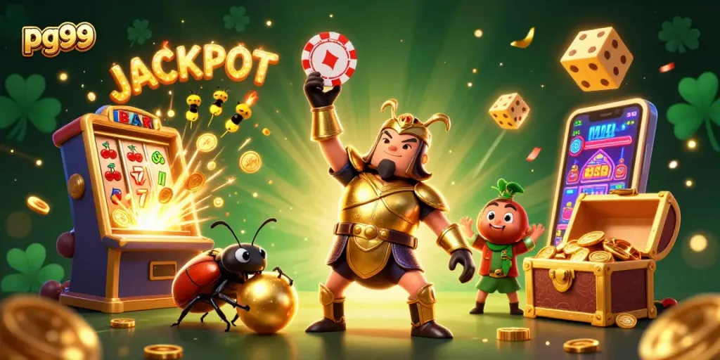 Witness pg99 gameplay magic with an animated scene showcasing jackpot excitement in a casino.