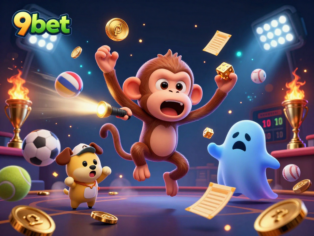 Engage with 9bet's thrilling casino experience featuring a ghost-hunter and a mischievous monkey!