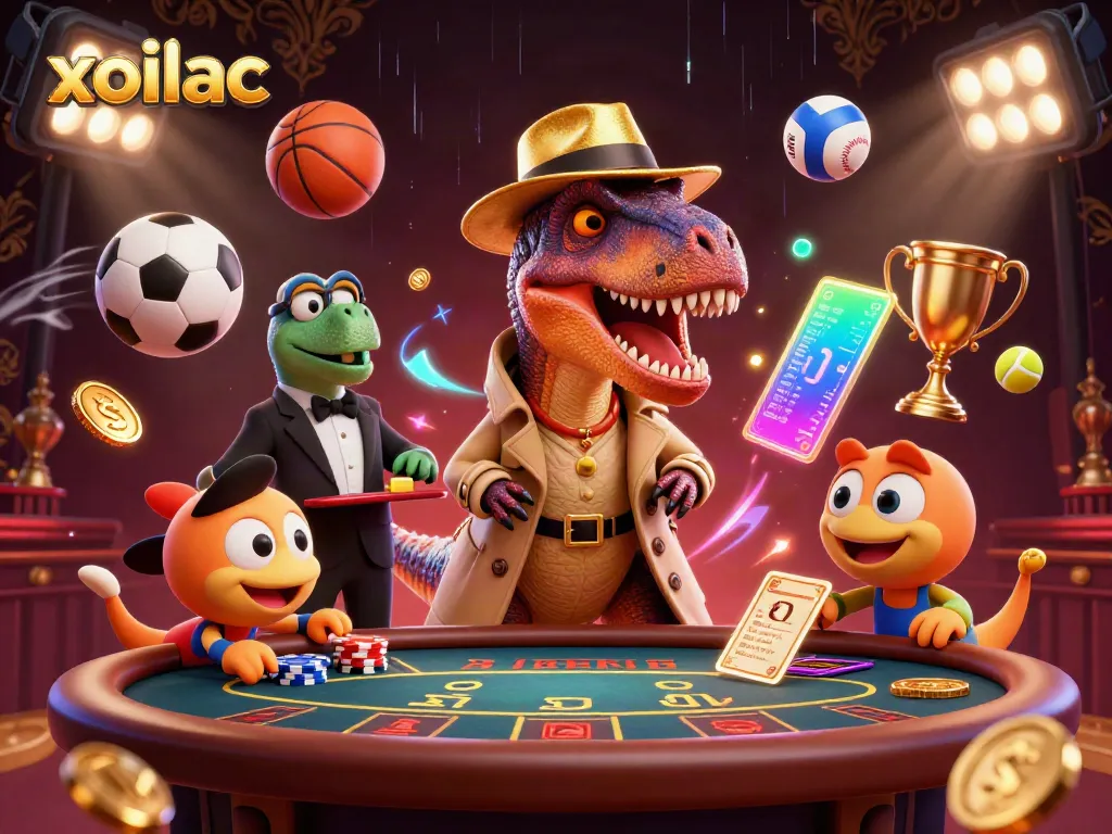 Experience thrilling gambling action with xoilac at a blackjack table featuring vivid cartoon characters.
