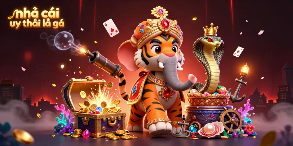 Engage with excitement at nhà cái uy tín là gì amidst a vibrant casino scene featuring a maharaja tiger and jewel-encrusted elements.