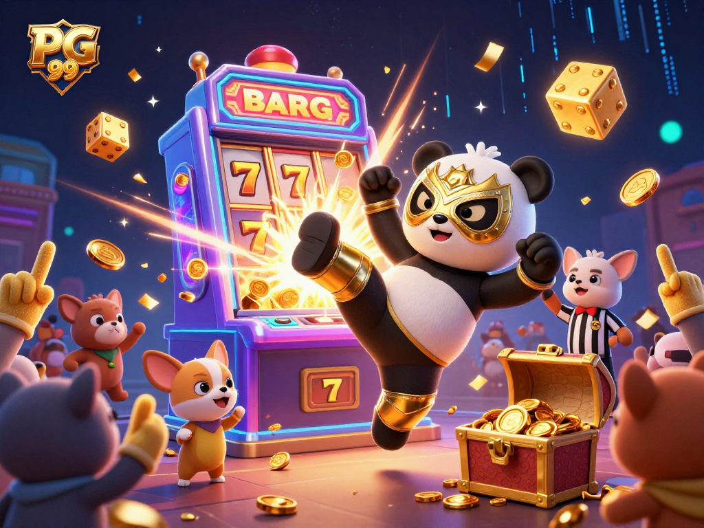 Experience thrilling casino action with PG 99 featuring animated wrestlers and vibrant jackpots.