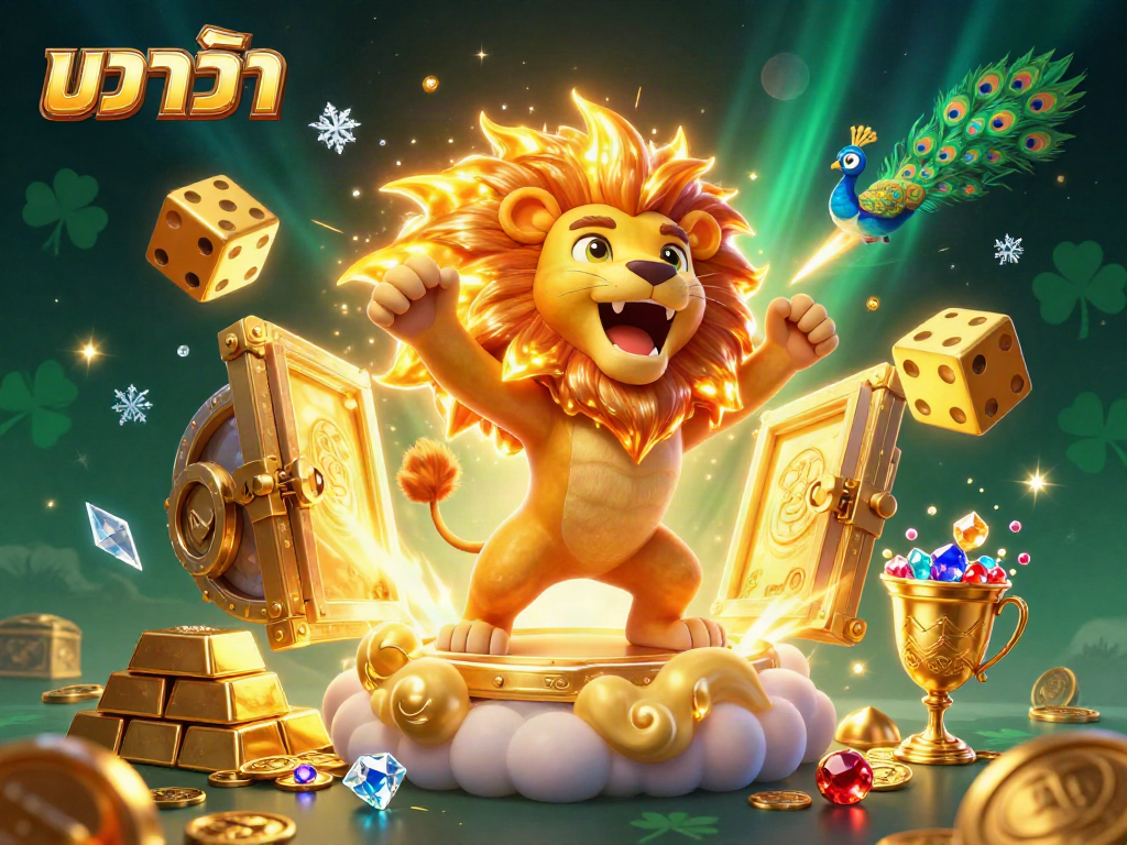 Experience exciting บาคาร่า gameplay in a vibrant 3D casino scene with dazzling gems and treasures.