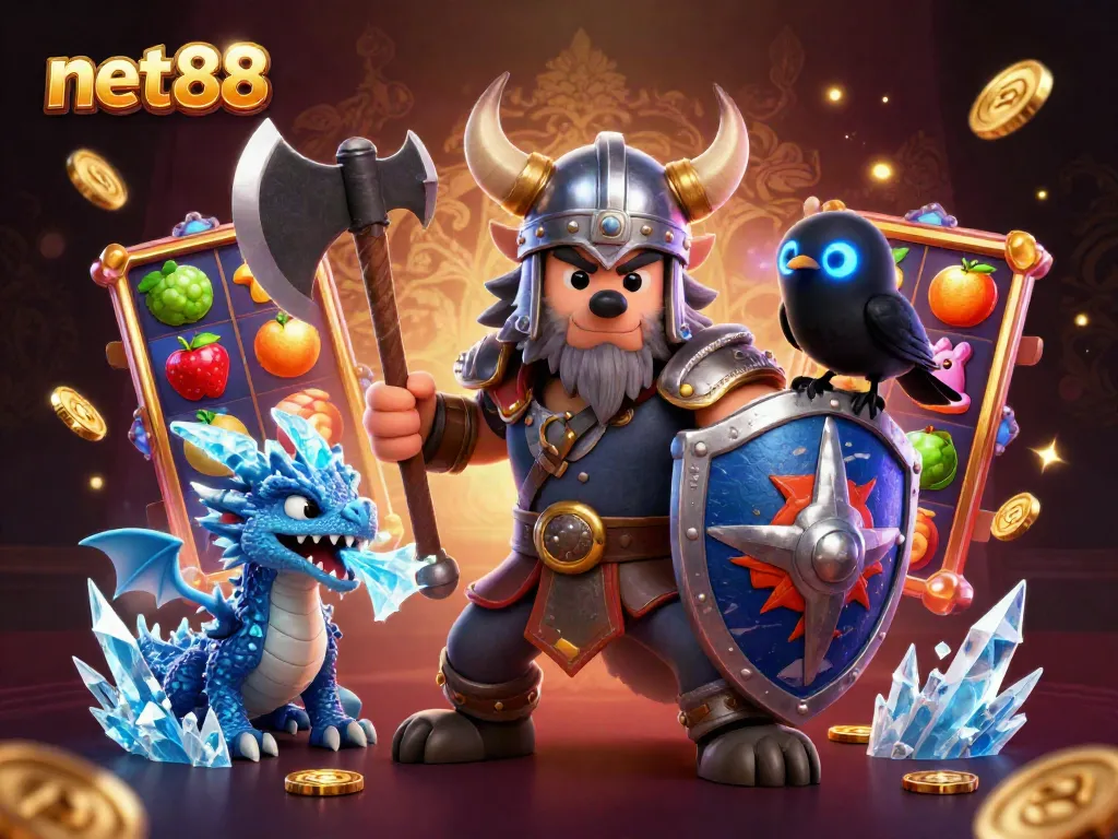 Win big at net88 with an epic Viking wolf, fierce dragon, and exciting slot elements!