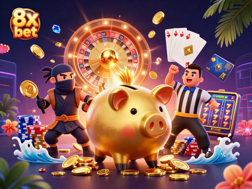 Engage with 8x bet in a vibrant casino atmosphere showcasing dynamic characters and vivid game elements.