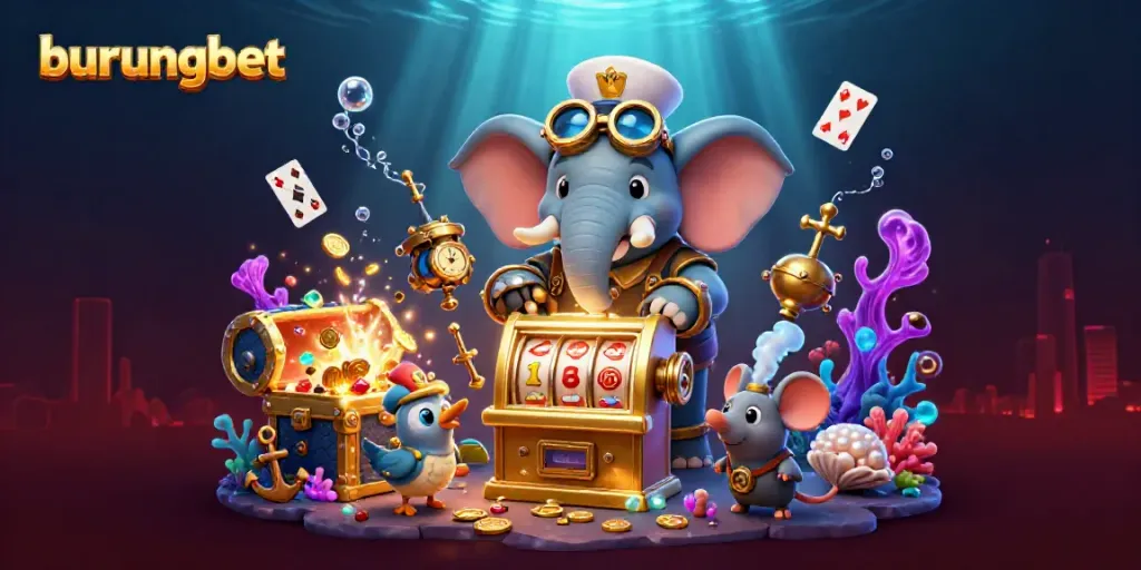 Bermain di burungbet dengan gambar gajah steampunk yang menekan mesin slot yang menawan.