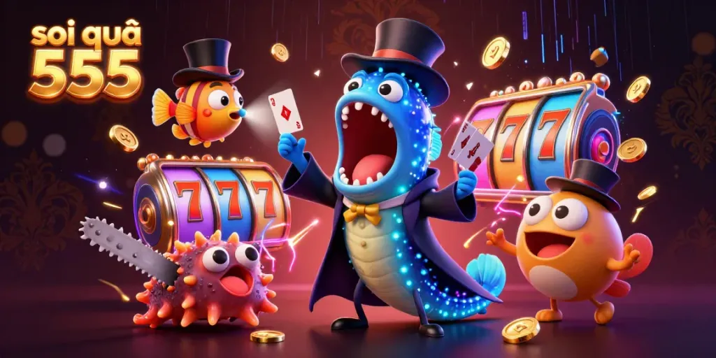 Experience the thrill of soi cầu 555 with a vibrant 3D illustration of magical sea creatures and casino elements.