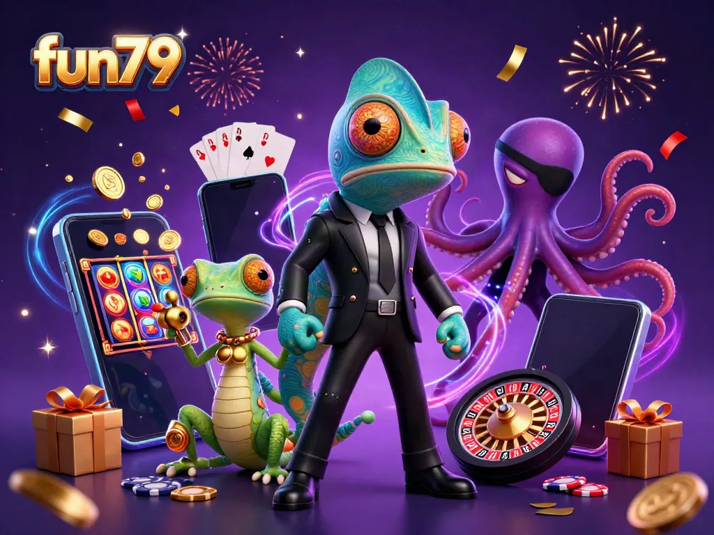 Watch the fun79 secret agent chameleon, tech-gecko, and villainous octopus amidst exciting casino games.