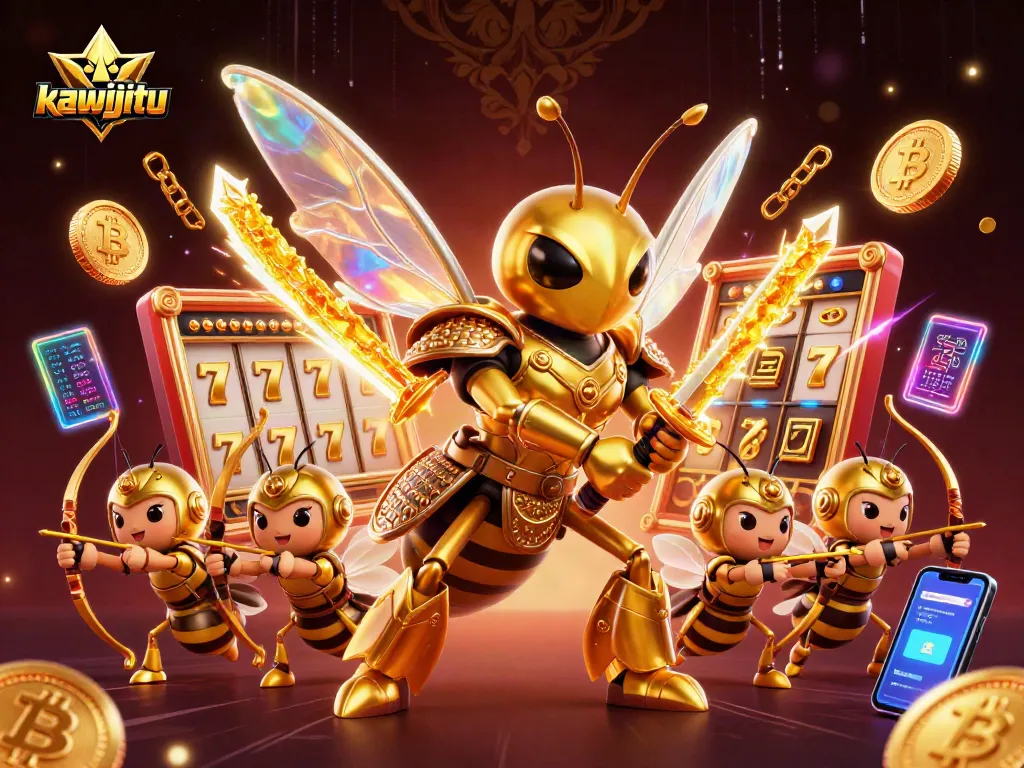 Kawijitu meraih jackpot dengan karakter hornet emas dan elemen kasino menarik lainnya.