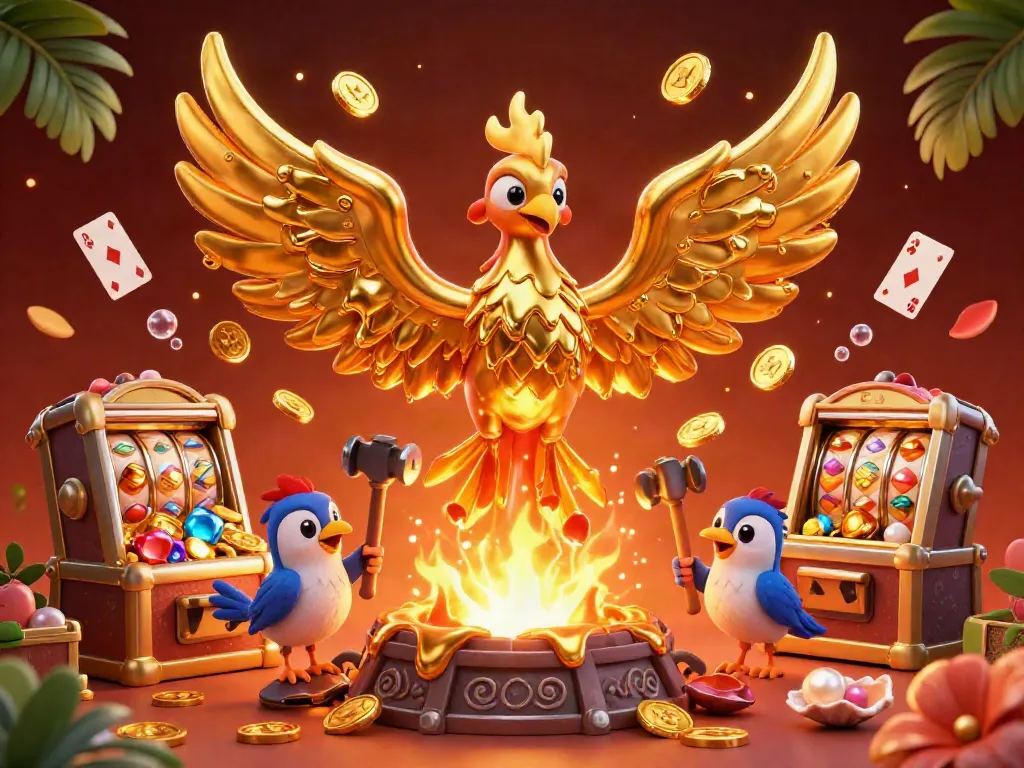 Experience the thrilling casino adventure at F168 with a golden phoenix and vibrant game elements!