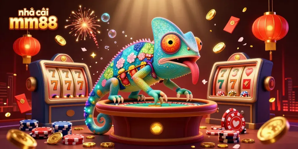 Experience the excitement with nhà cái mm88 as the chameleon casino owner monitors the action, capturing golden wins!